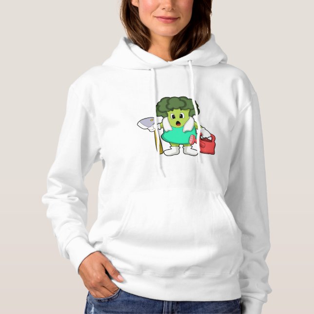 Broccoli as Farmer with Watering can Hoodie (Front)