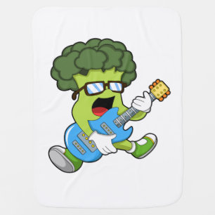 Broccoli as Musician with Guitar Baby Blanket