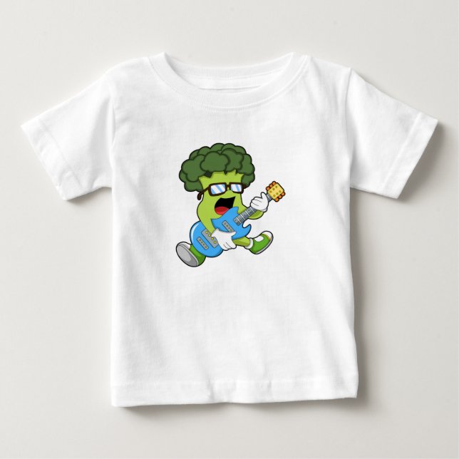Broccoli as Musician with Guitar Baby T-Shirt (Front)