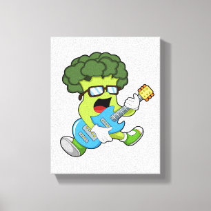 Broccoli as Musician with Guitar Canvas Print