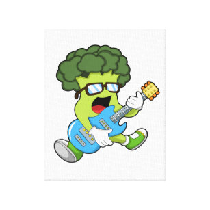 Broccoli as Musician with Guitar Canvas Print