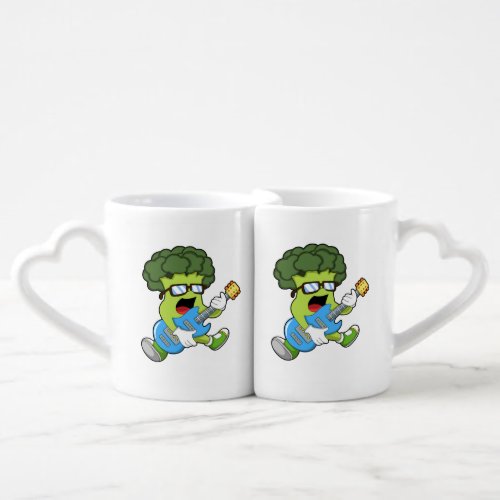 Broccoli as Musician with Guitar Coffee Mug Set