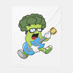 Broccoli as Musician with Guitar Fleece Blanket