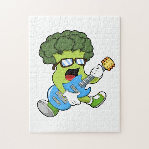 Broccoli as Musician with Guitar Jigsaw Puzzle
