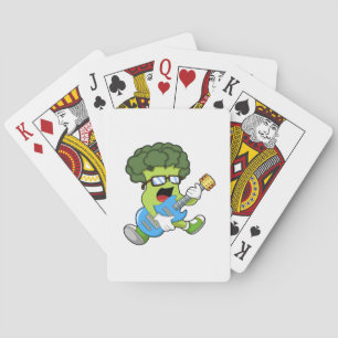 Broccoli as Musician with Guitar Poker Cards