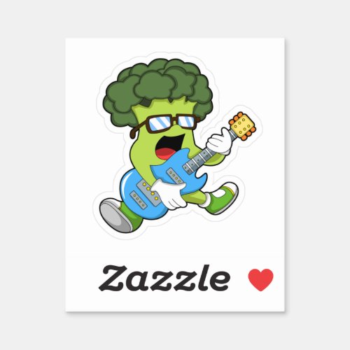 Broccoli as Musician with Guitar Sticker