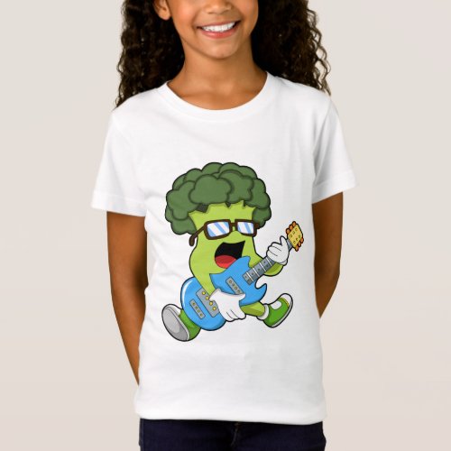 Broccoli as Musician with Guitar T_Shirt