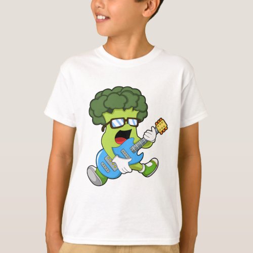 Broccoli as Musician with Guitar T_Shirt