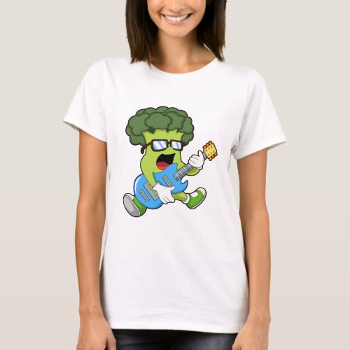 Broccoli as Musician with Guitar T_Shirt