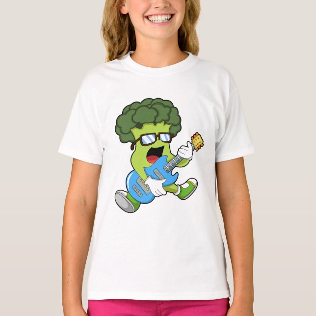 Broccoli as Musician with Guitar T-Shirt (Front)