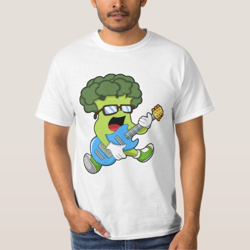 Broccoli as Musician with Guitar T_Shirt