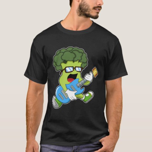 Broccoli as Musician with Guitar T_Shirt