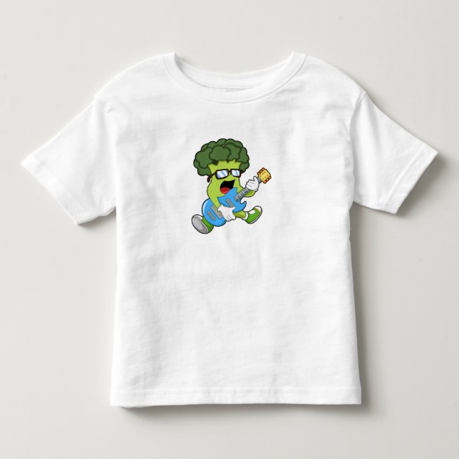 Broccoli as Musician with Guitar Toddler T-shirt (Front)