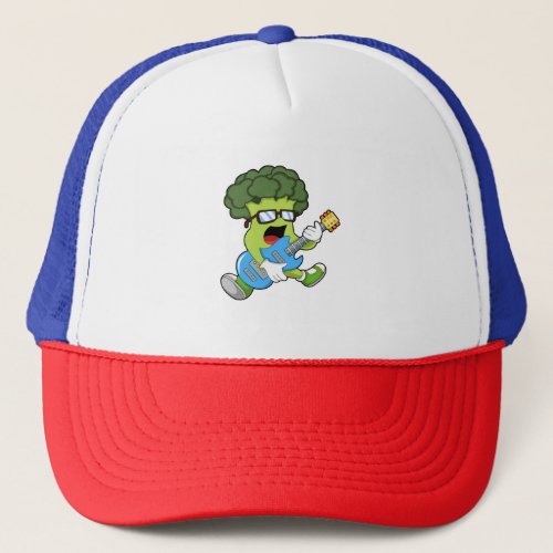 Broccoli as Musician with Guitar Trucker Hat