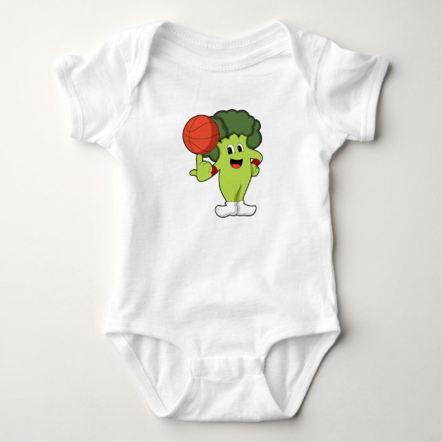 Broccoli at Basketball Sports Baby Bodysuit (Front)