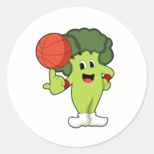 Broccoli at Basketball Sports Classic Round Sticker