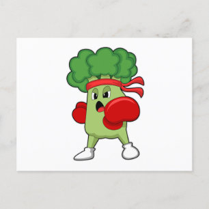 Broccoli at Boxing with Boxing gloves Postcard