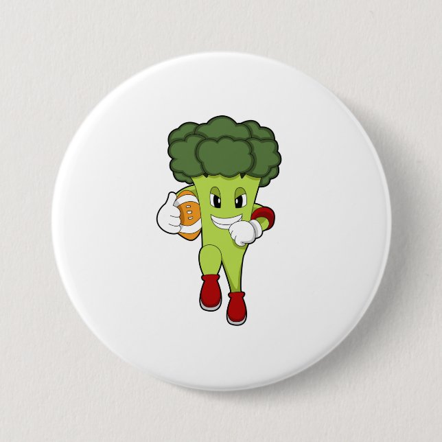 Broccoli at Football Sports Button (Front)