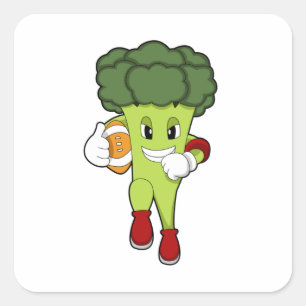 Broccoli at Football Sports Square Sticker