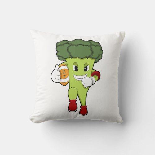 Broccoli at Football Sports Throw Pillow