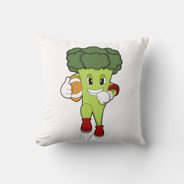 Broccoli at Football Sports Throw Pillow (Front)