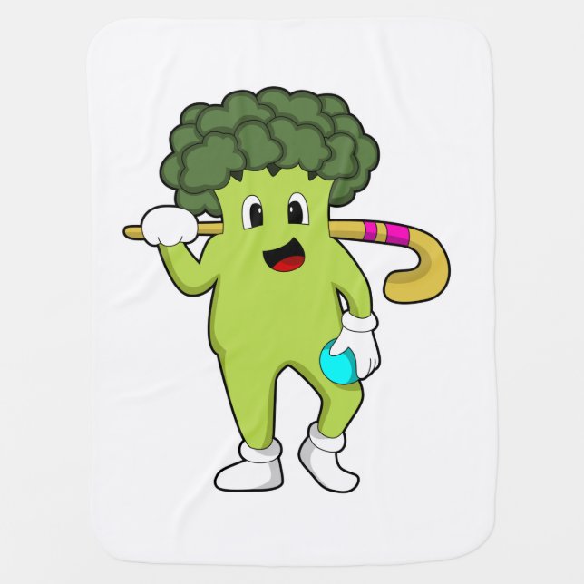 Broccoli at Hockey with Hockey bat Baby Blanket (Front)