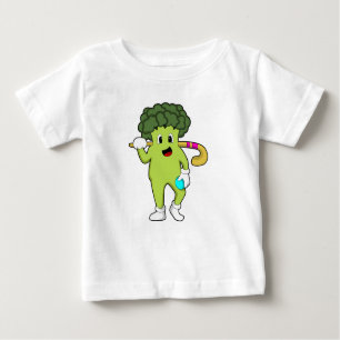 Broccoli at Hockey with Hockey bat Baby T-Shirt