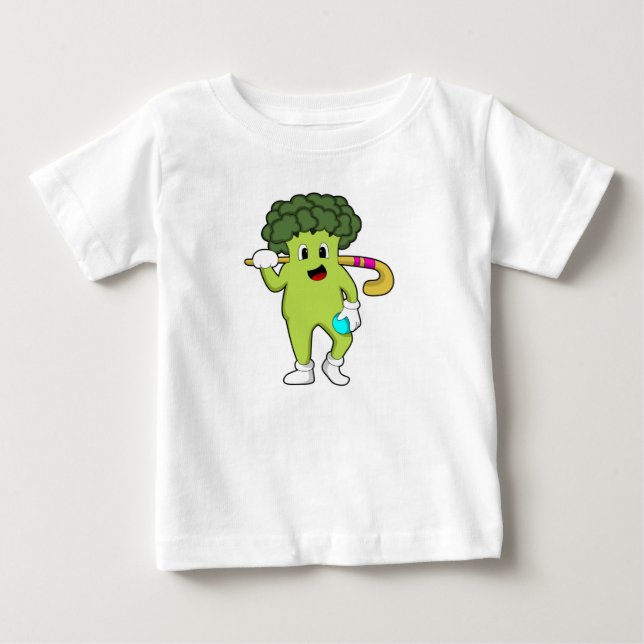 Broccoli at Hockey with Hockey bat Baby T-Shirt (Front)