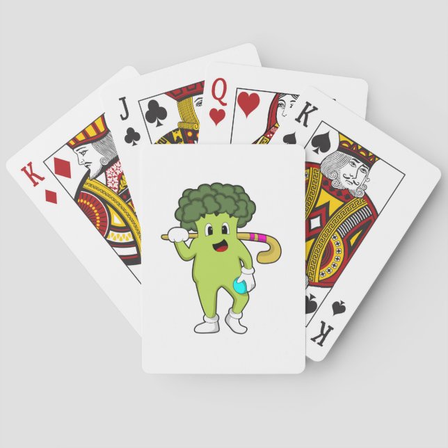 Broccoli at Hockey with Hockey bat Poker Cards (Back)