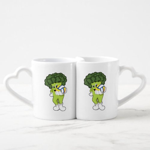Broccoli at Volleyball Sports Coffee Mug Set