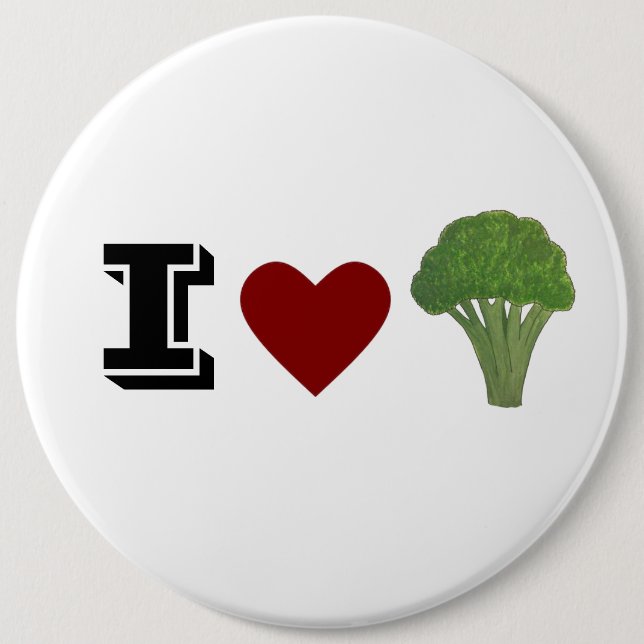 Broccoli badge, brooch pinback button (Front)