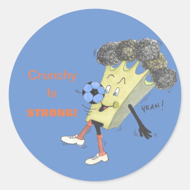'Broccoli Bruno' Glossy Round Sticker (Front)