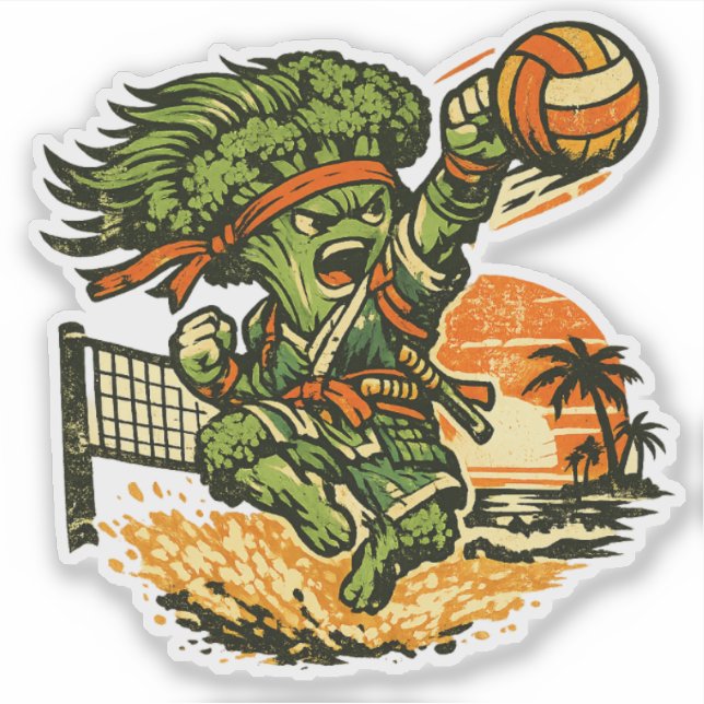 Broccoli Bushido Beach Volleyball — Summer Spike  Sticker (Front)