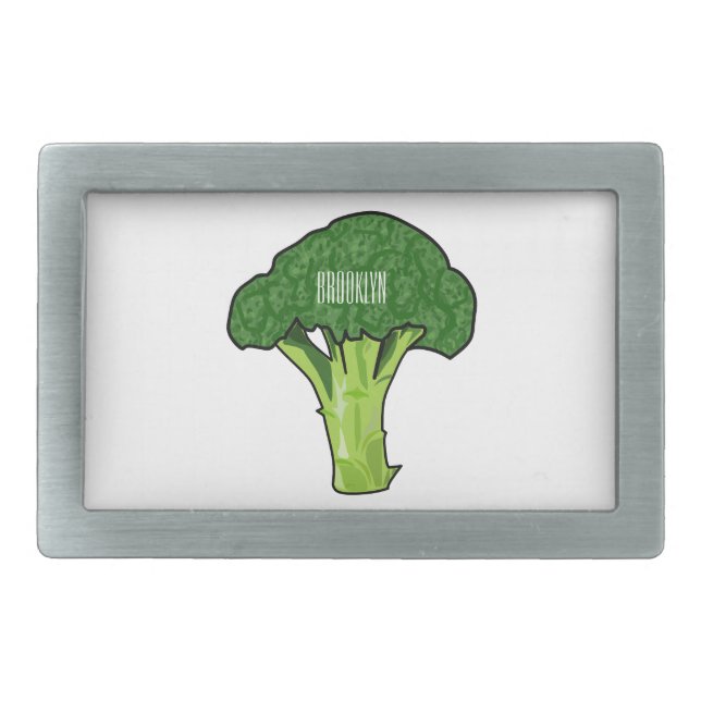 Broccoli cartoon illustration belt buckle (Front)