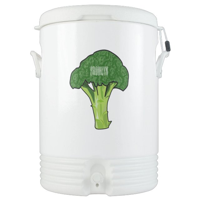 Broccoli cartoon illustration beverage cooler (Front)