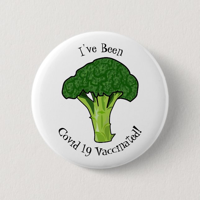 Broccoli cartoon illustration button (Front)