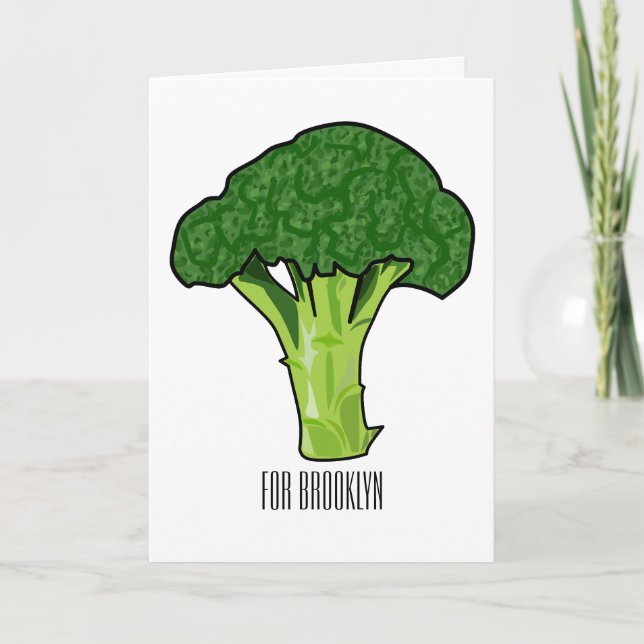 Broccoli cartoon illustration card (Front)