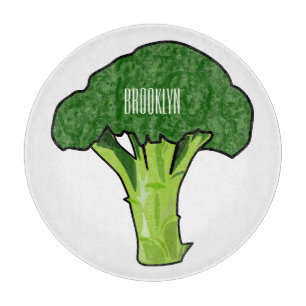 Broccoli cartoon illustration cutting board