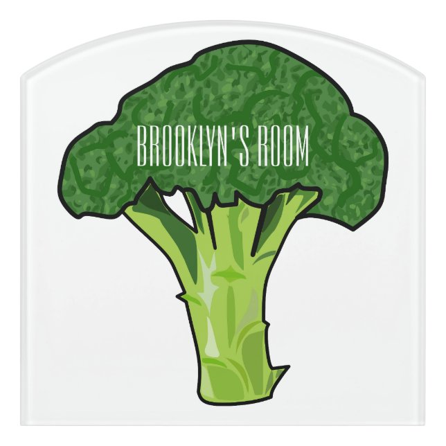 Broccoli cartoon illustration door sign (Contour Front)