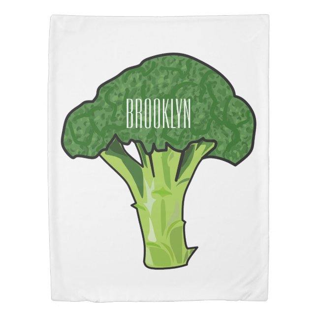 Broccoli cartoon illustration duvet cover (Front)