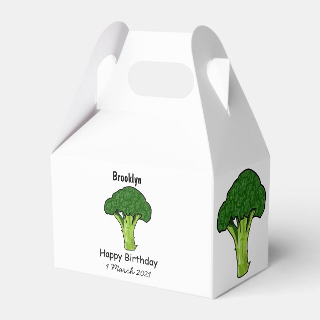 Broccoli cartoon illustration favor boxes (Front Side)