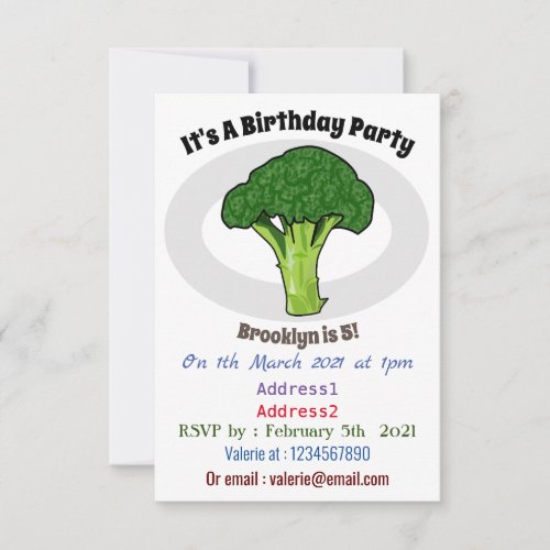 Broccoli cartoon illustration invitation
