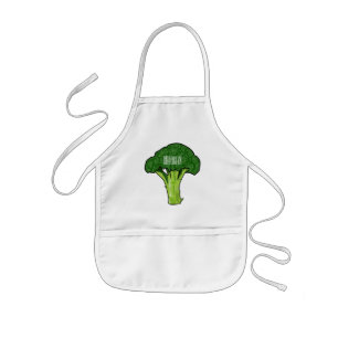 Broccoli cartoon illustration kids' apron