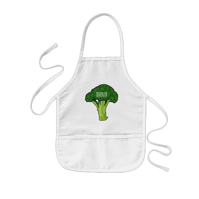 Broccoli cartoon illustration kids' apron (Front)