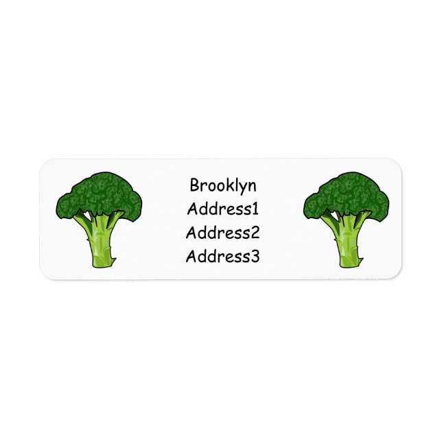 Broccoli cartoon illustration label (Front)