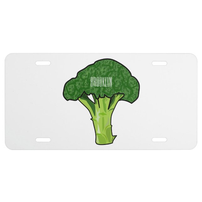 Broccoli cartoon illustration license plate (Front)