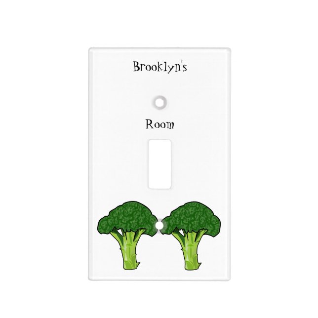 Broccoli cartoon illustration light switch cover (Front)