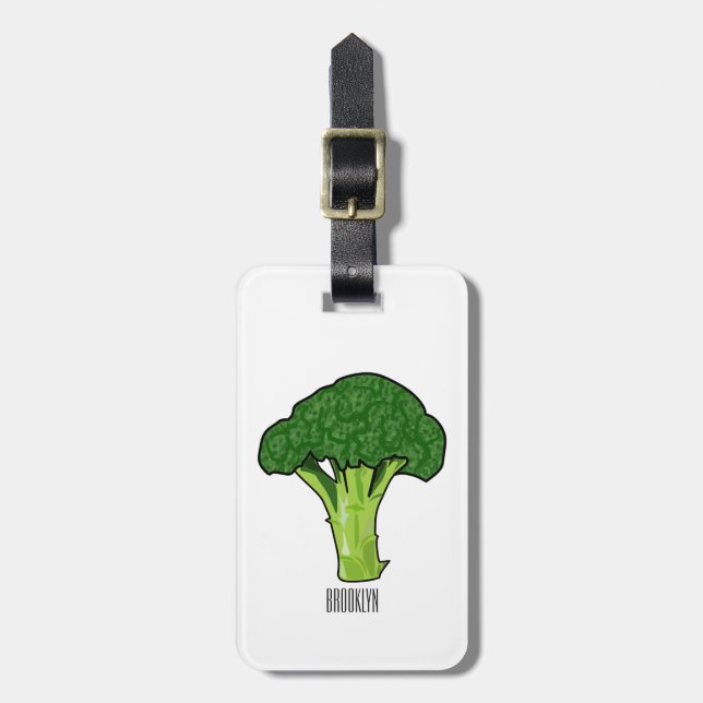 Broccoli cartoon illustration luggage tag (Front Vertical)