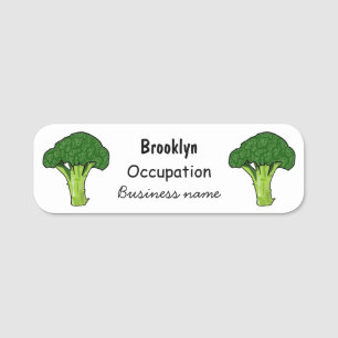 Broccoli cartoon illustration name tag