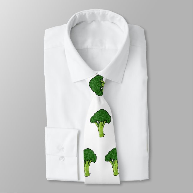 Broccoli cartoon illustration neck tie (Tied)